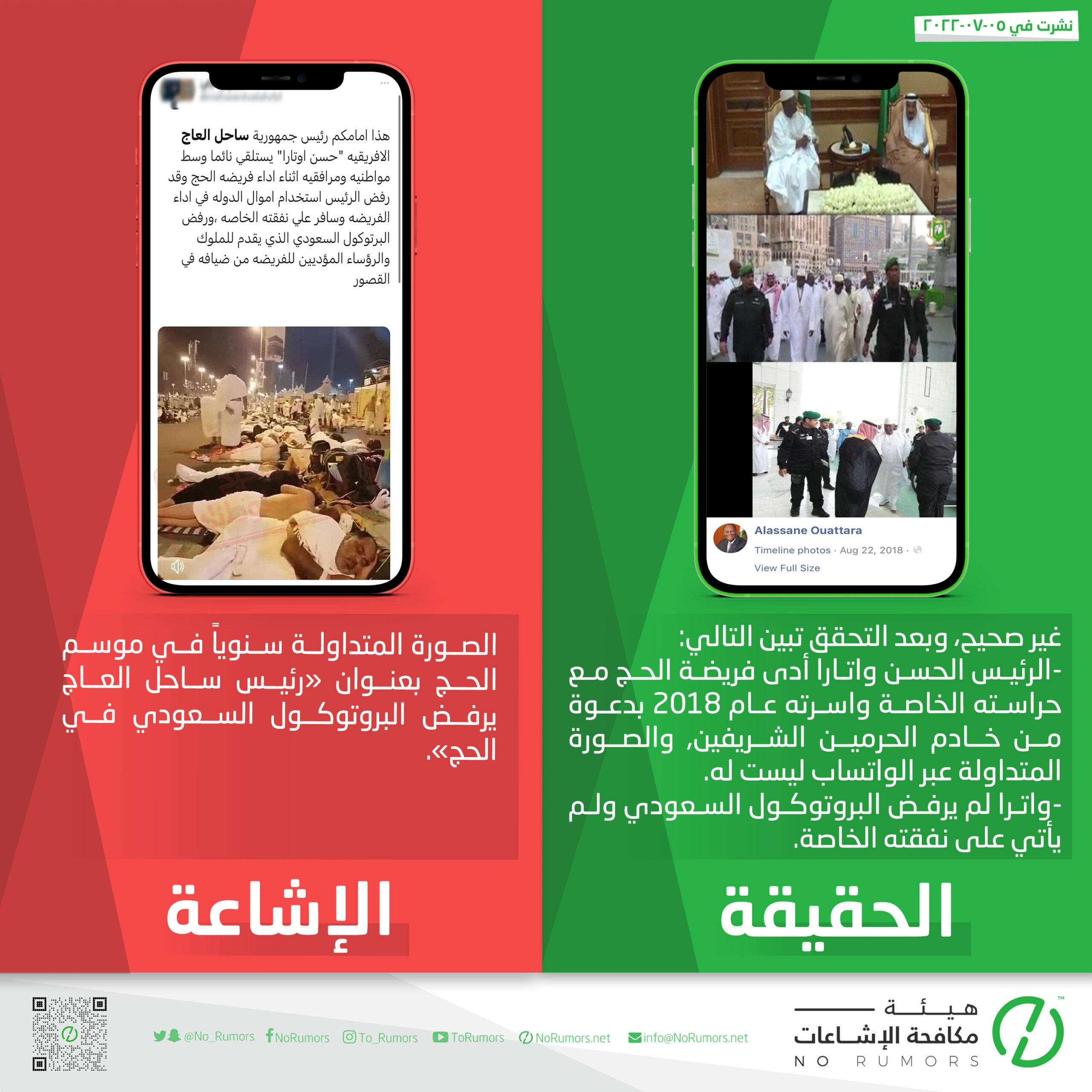 حقيقة مايتداول سنوياً بعنوان «رئيس ساحل العاج يرفض البروتوكول السعودي في الحج»